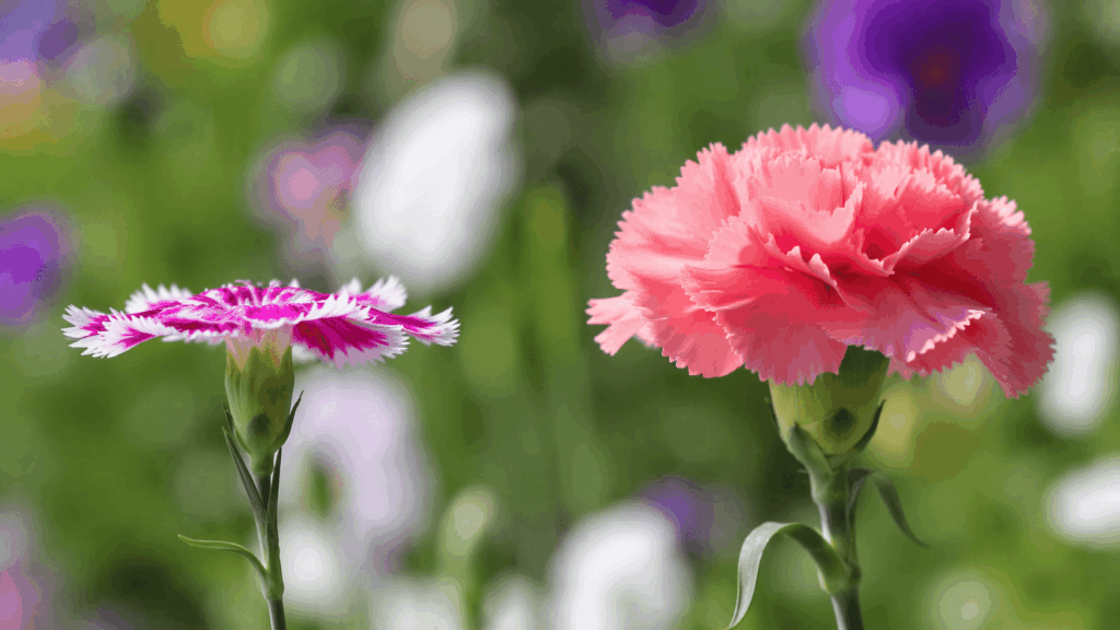 ダイアンサスとカーネーション 花の厚みの違い
