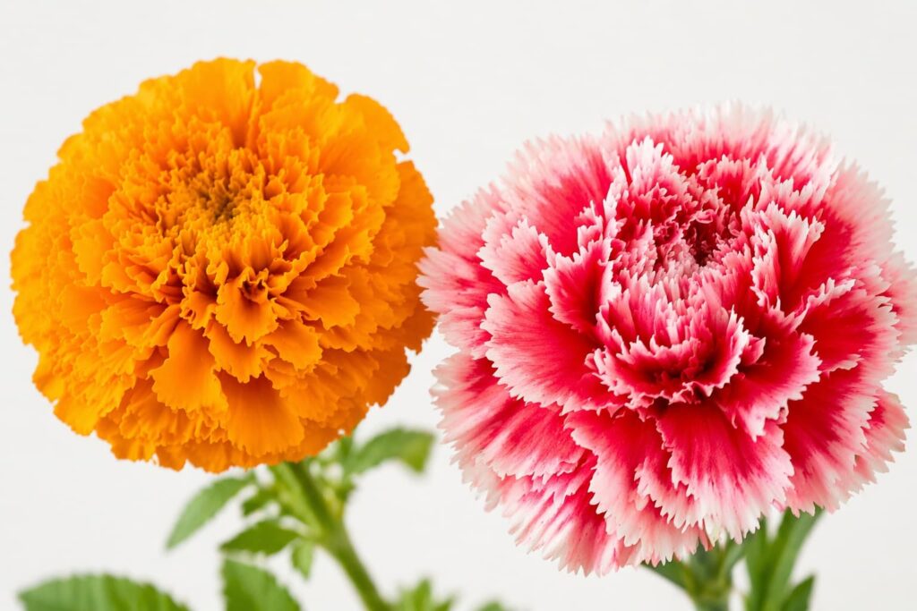 マリーゴールドとカーネーション 花の形の違い